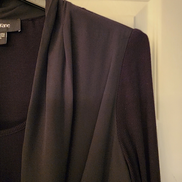 KAREN KANE Contrast Double Layer Wrap Top In Black Size Small - Picture 7 of 14